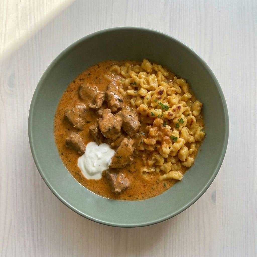 Rindsgeschnetzeltes in cremiger Pilzrahmsauce